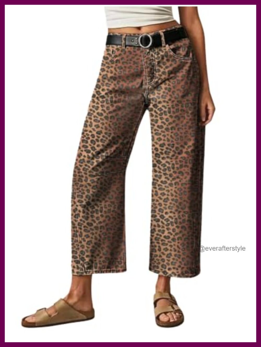 Women's Mid Rise Barrel Leg Crop Pants Cotton Spandex Casual
